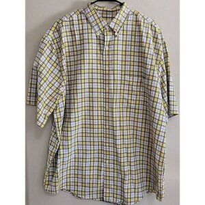 Eddie Bauer mens short sleeve button Size XL Tall yellow navy pocket‎